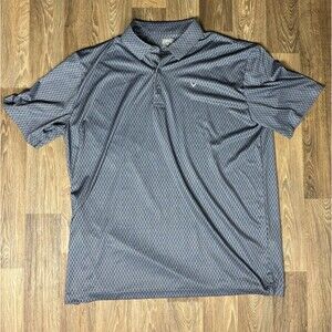 Callaway Opti-Dri Mens XL Gray W/Black Squares Golf Polo Shirt